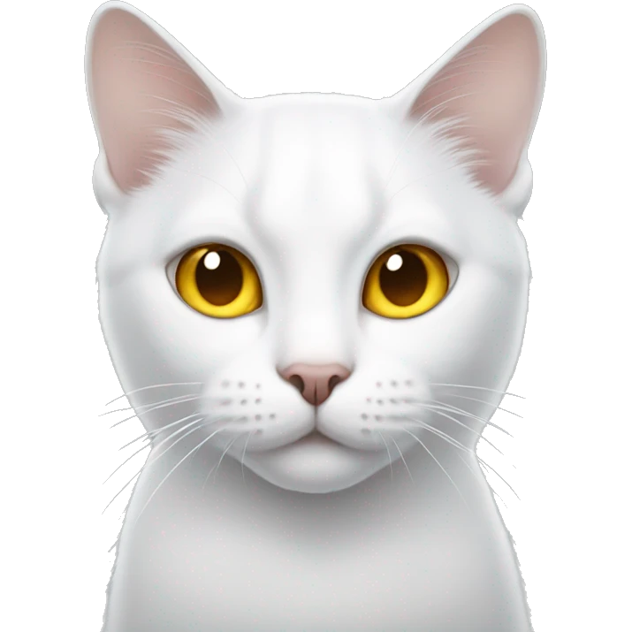 white cat with yellow eyes and a dark spot on the ear emoji