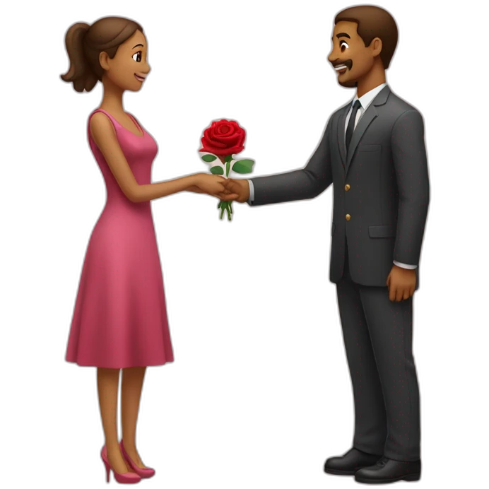 a man giving rose to a women emoji