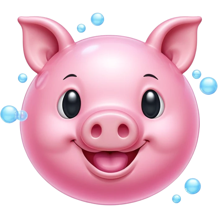 smiley face flying pig made of bubble gum emoji