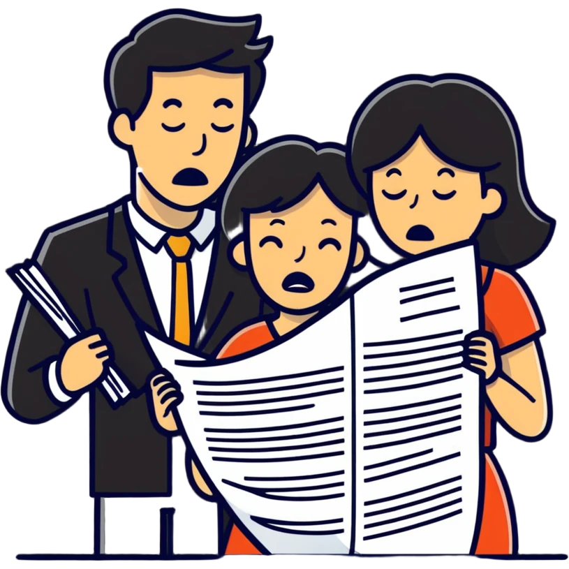 illustration of [man celebrating the singing of divorce papers] next to [crying woman] art influence two subjects emoji