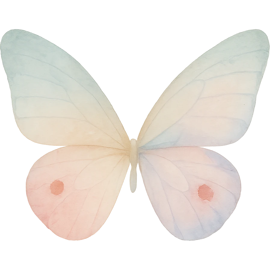 a pair of butterfly wings, colorful and delicate, watercolor art style emoji