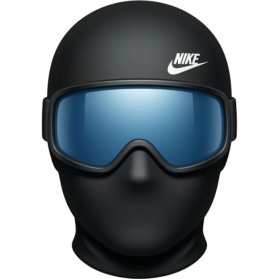 nike ski mask, no goggles, no one using it, all black mask with just the nike logo on the right end of the forehead right side emoji