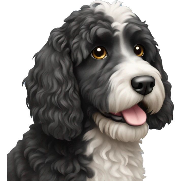 Black and white labradoodle emoji