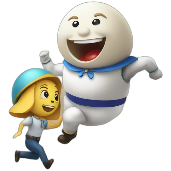 Humpty Dumpty fighting a child emoji