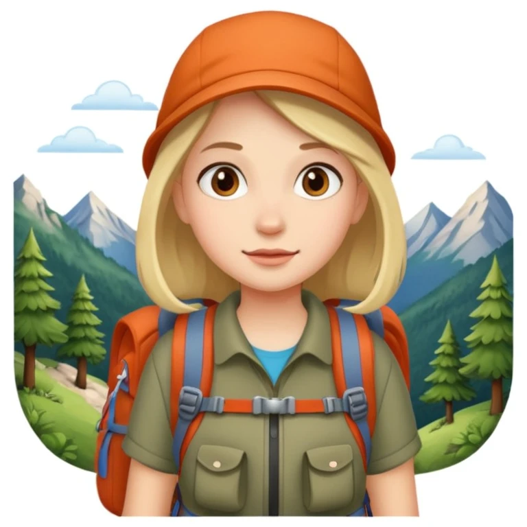 girl back packing mountains background  emoji