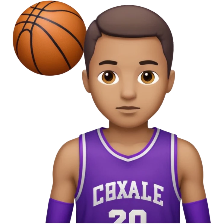 ["Medium skin tone male, short hair, wearing a purple basketball jersey."] emoji