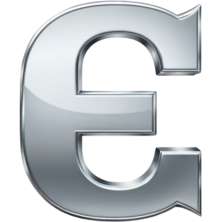 A metallic letter E fancy faunt emoji