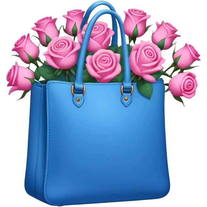 A blue bag full of rose that's colored pink emoji