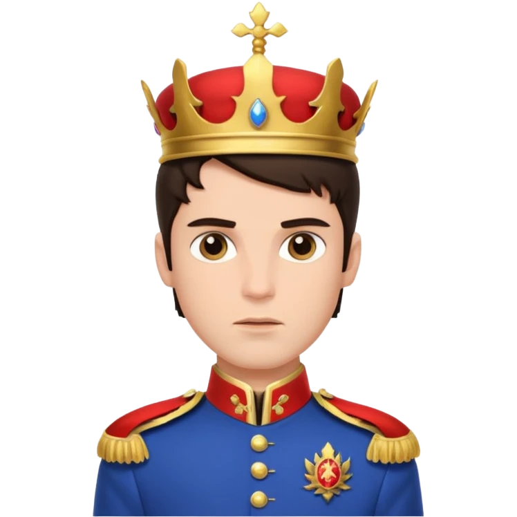 very handsome cool brunette male prince with royal uniform emoji