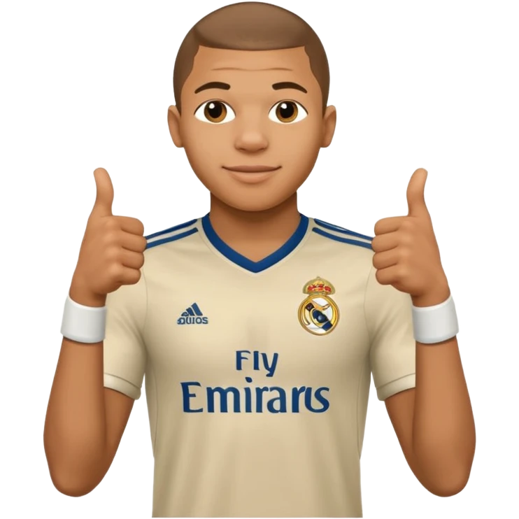 Mbappe hands crossed and thumbs up celebration for Real Madrid emoji