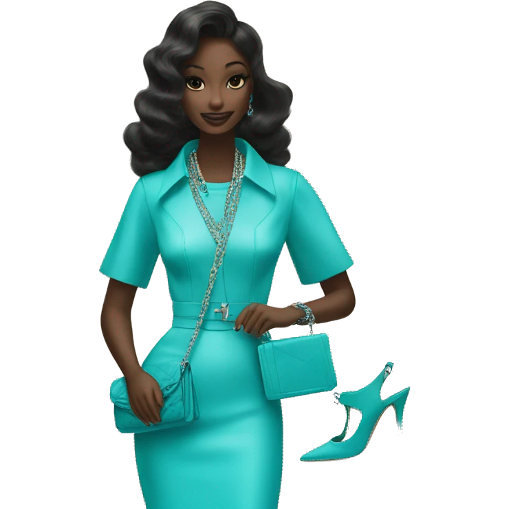create a turquoise aqua blue dior purse with plushness and beauty emoji