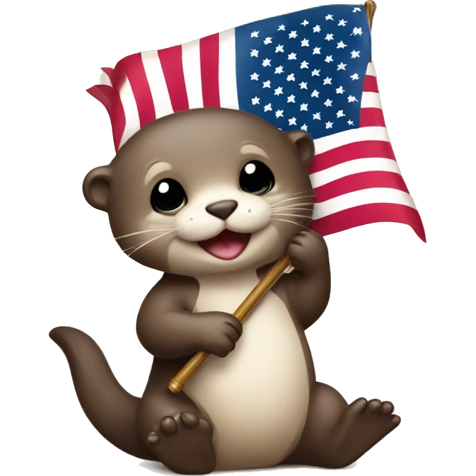 Baby otter holding American flag emoji