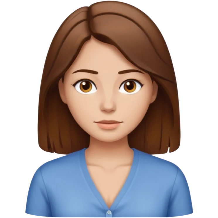Woman with brown hair and middle part low cut shirt  emoji