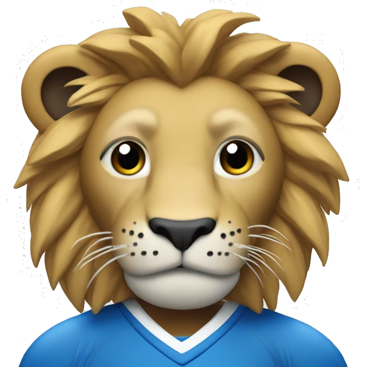 A lion in a hockey uniform in white and blue emoji
