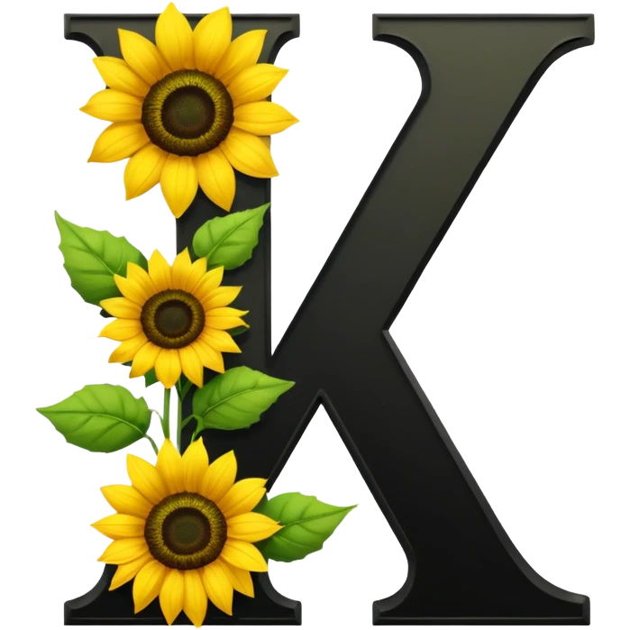 Black capital letter Y with sunflowers emoji