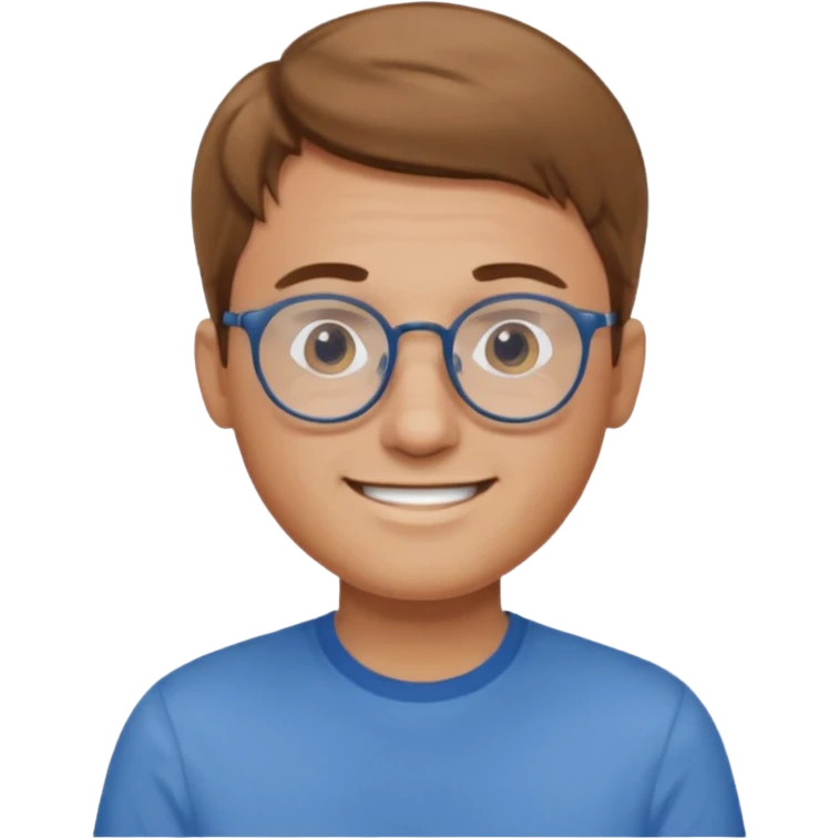 homme cheveux court marron clair sans barbe sourrir avec lunettes rondes emoji