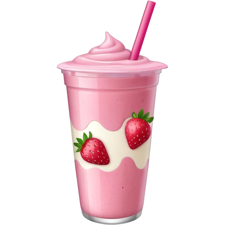 smoothie cup with strawberry and yogurt emoji