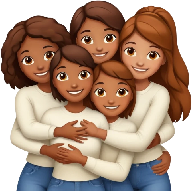 4 group of brown skin girls hugging  emoji