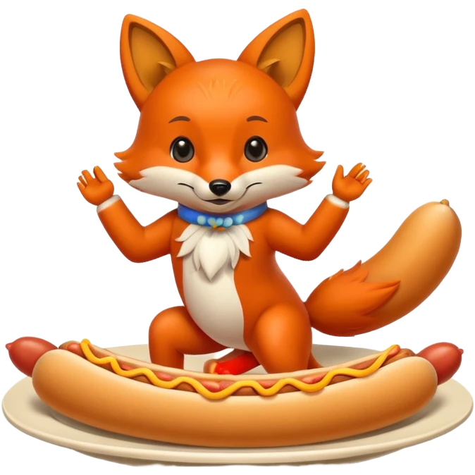 Dancing fox with hot dogs emoji