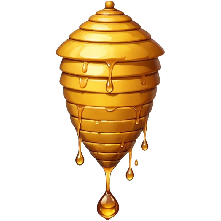 A hanging beehive dripping golden honey from its base. emoji