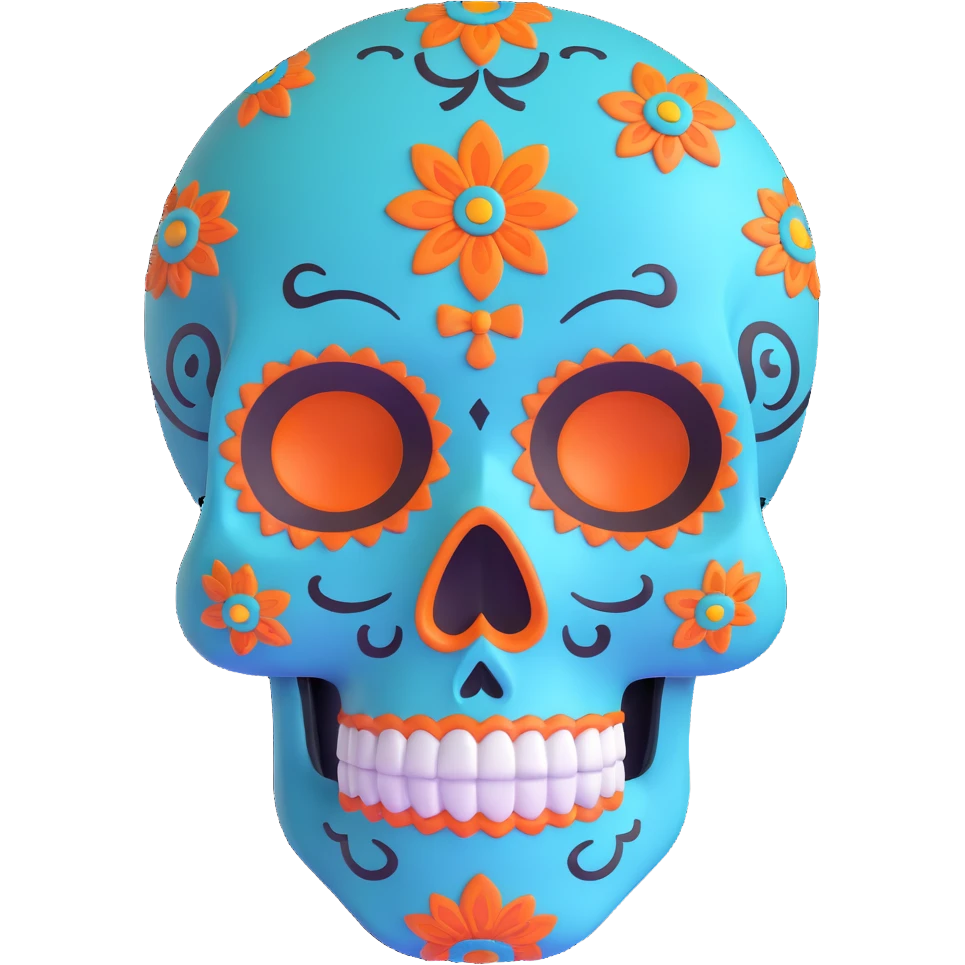 teal and orange sugar skull emoji
