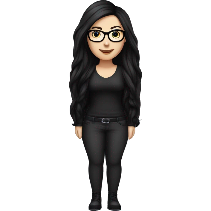 Caucasian-Mum-woman-goth-long-straight-dark-hair-standing-wearing-glasses-plus-size emoji