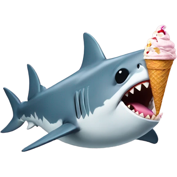 shark eating an ice cream with sunglasses  emoji
