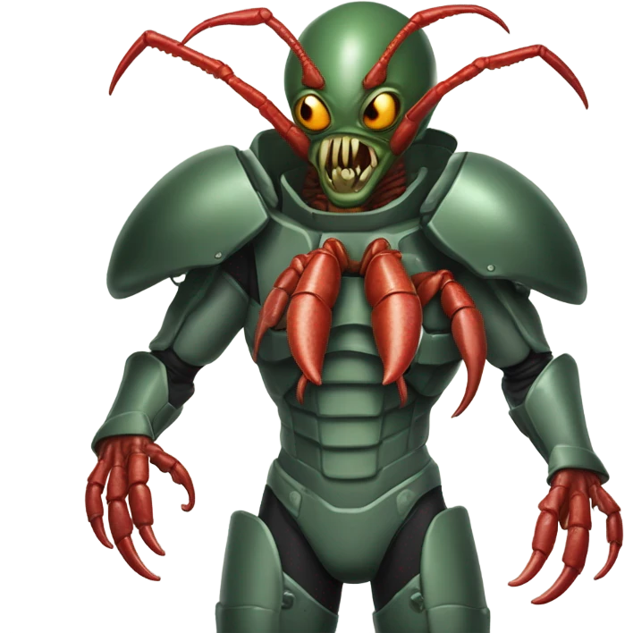 a alien male humman hybrid lobster alien military emoji