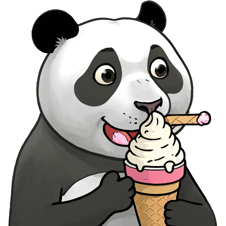 Panda eating ice cream emoji