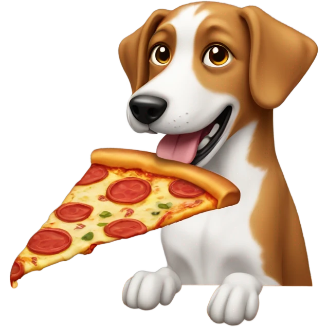 Dog eating a pizza emoji