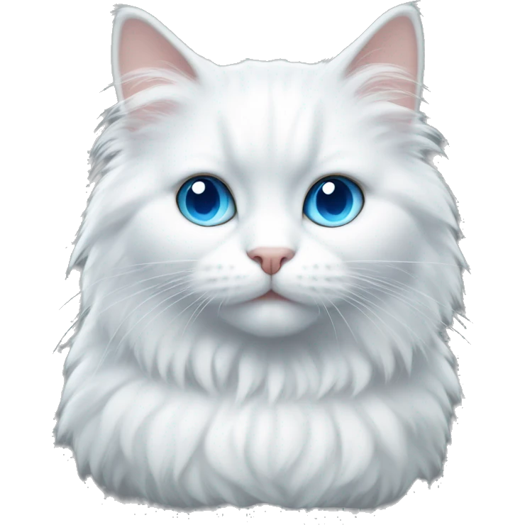 white cat fluffy with blue eyes emoji