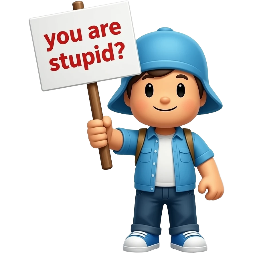 Roblox character Roblox doomsday style on RobloxPocoyo doomsday saying do you are have stupid? emoji