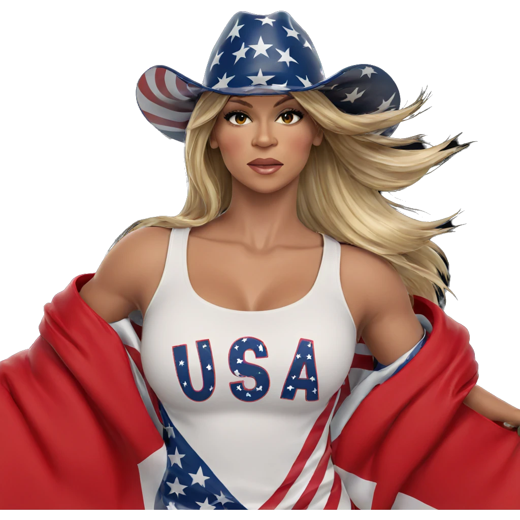 blonde girl with american flag emoji