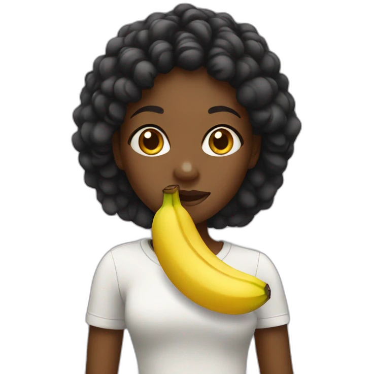 Black girl eating a banana emoji