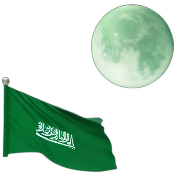 waving the Saudi flag on the moon emoji