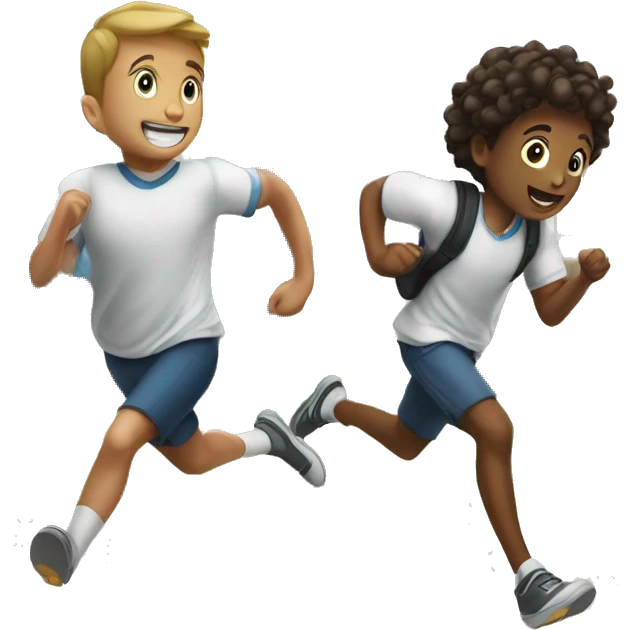 A student and a classmate running at school emoji