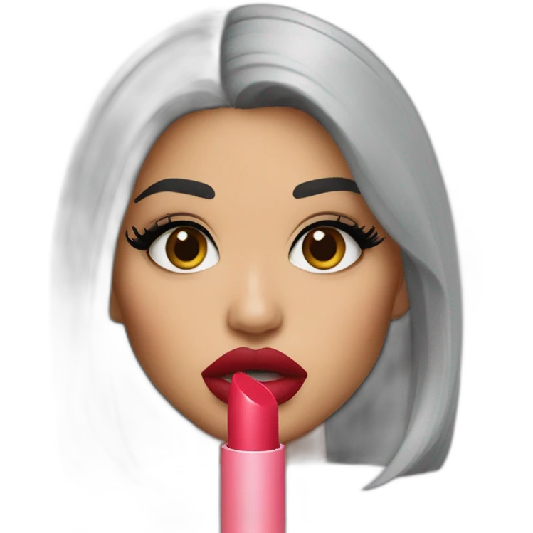 Kylie Jenner holding her lipstick lips emoji