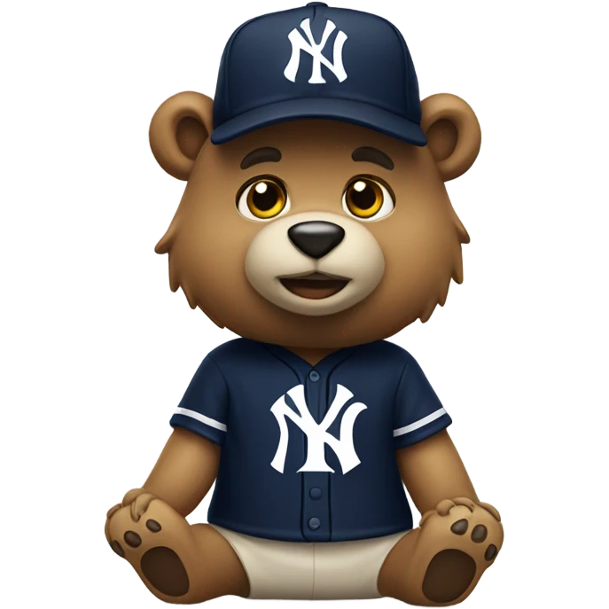Bear wearing Yankees hat emoji