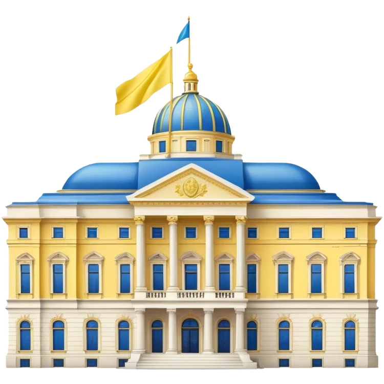 Presidential buildings with the flag of Ukraine emoji