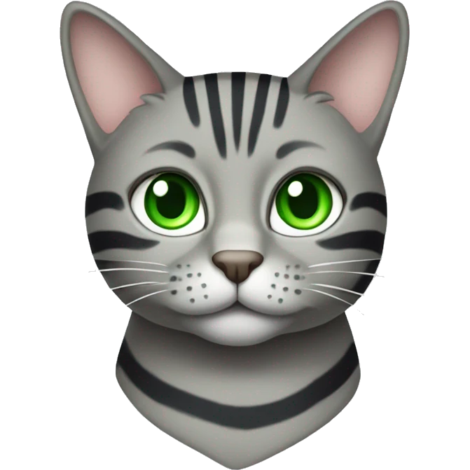 gray striped cat with green eyes  emoji