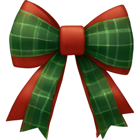 Red green plaid Christmas bow emoji