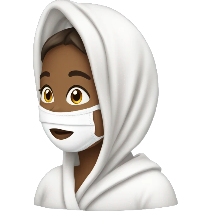 girl in towel and has a face mask  emoji