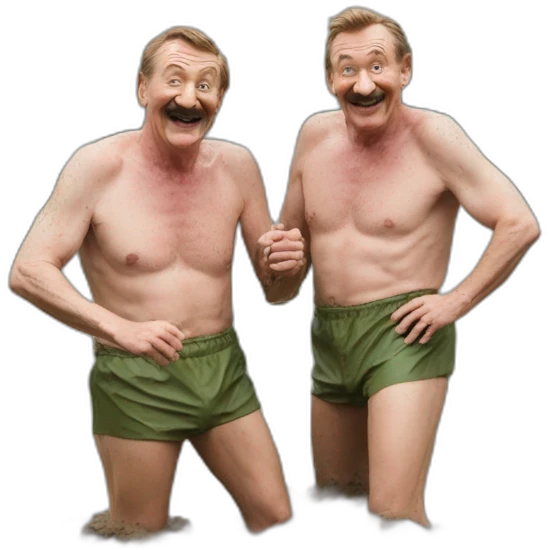 Chuckle Brothers swimming trunks mud fight emoji
