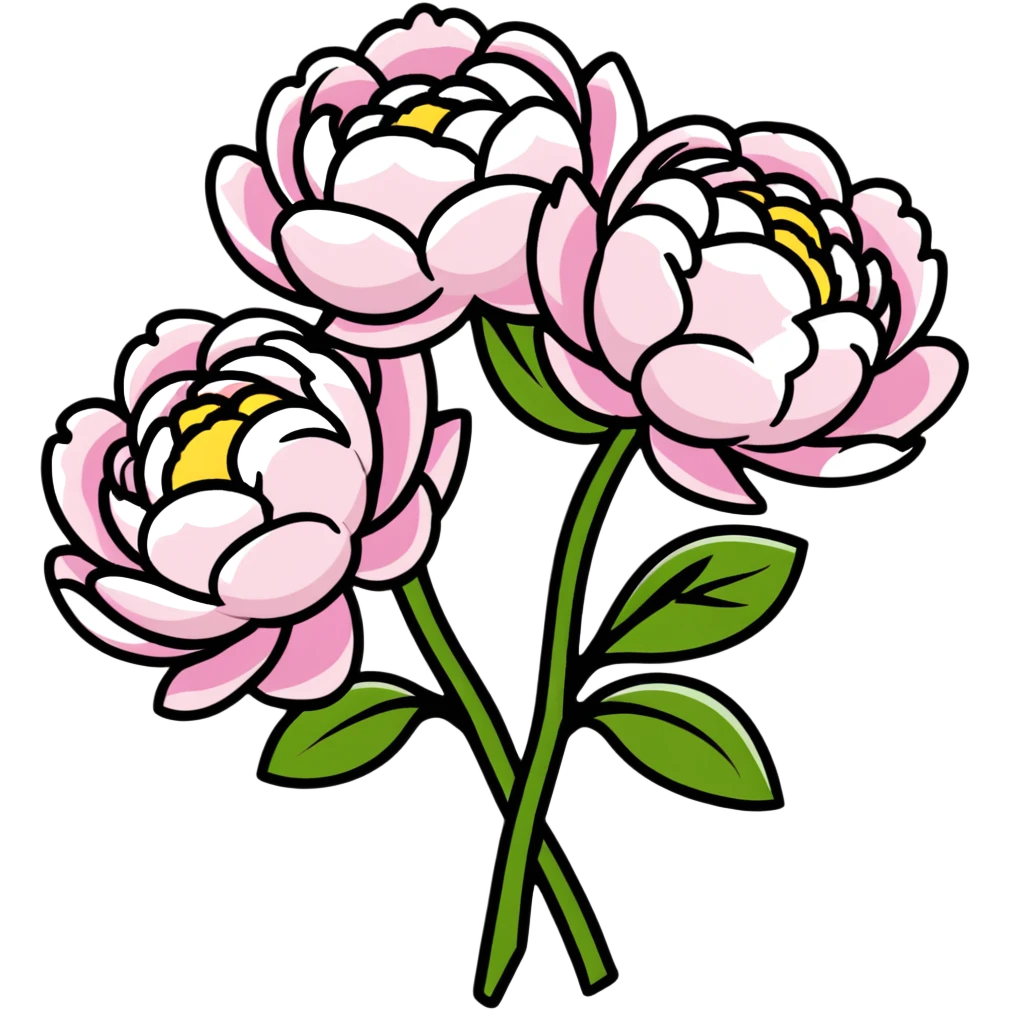 A peony flower bouquet with pink and white flowers emoji