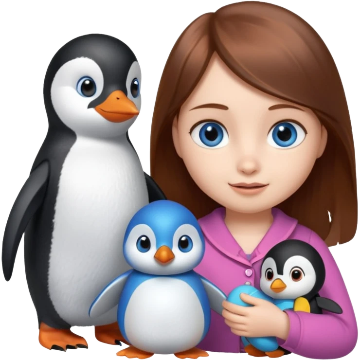 Savino the penguin,Moshi the doll and emoji