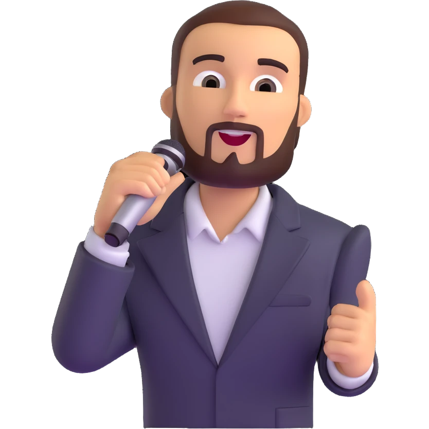 Amir Tataloo singing with microphone emoji
