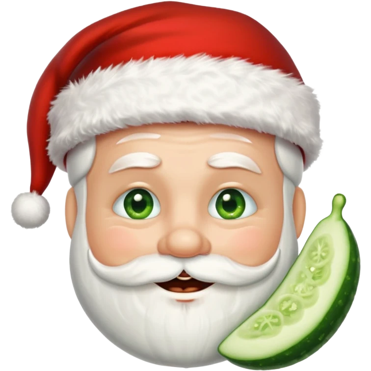 Santa with cucumber slices on his eyes emoji
