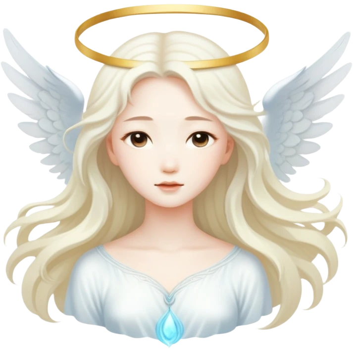 Asian angel with flowing hair emoji