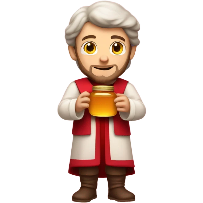 Caucasian Saint Valentine holding a jar of honey emoji