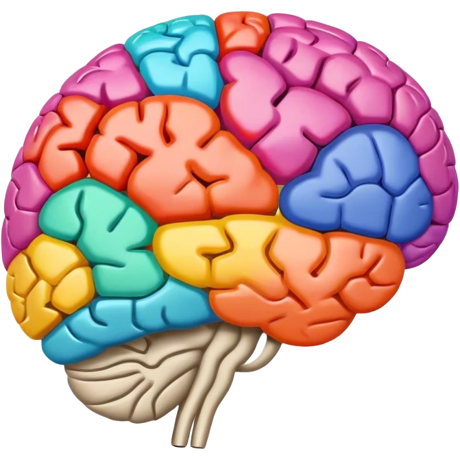 Cerveau en ébullition avec plusieurs couleurs emoji